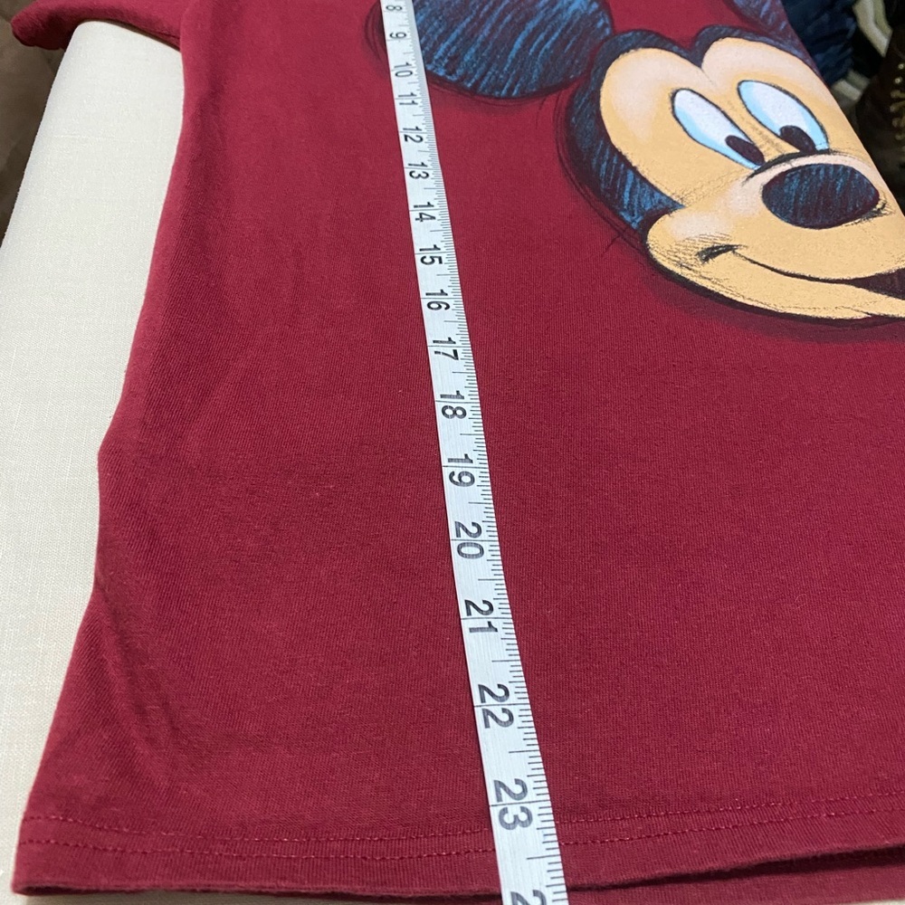 Disney Burgundy Mickey Mouse Double Sided Hanes Short Sleeve Shirt, Youth Large - Picture 4 of 4